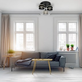 Lampa sufitowa czarna trzypunktowa z szaro-czarnymi abażurami T-3030SC