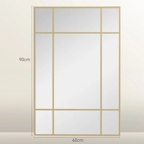 HOMCOM Lustro ścienne, dekoracyjne lustro z metalową ramą, złote pasy, wielowarstwowe szkło, 90S x 2G x 60W cm | Aosom PL