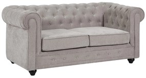 Kanapa 2-osobowa z szarej tkaniny CHESTERFIELD