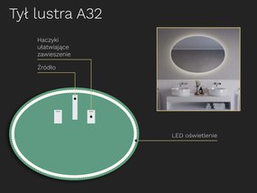 Owalne LED lustro do łazienki z oświetleniem A32