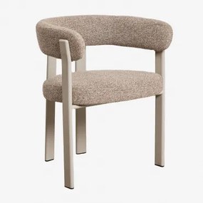 Zestaw 4 Tapicerowanych Krzeseł Jadalnianych Z Podłokietnikami I Metalową Ramą Jolie Mokka Brąz & Bouclé Pszenica Brązowa - Sklum