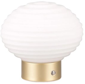 Lampa stołowa LED w biało-złotym kolorze ze ściemniaczem i szklanym kloszem (wys. 14,5 cm) Earl – Reality