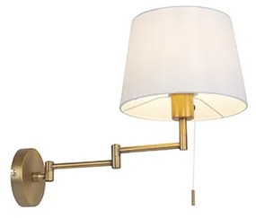 Kinkiet / Lampa scienna brązowy z białym kloszem i regulowanym ramieniem - Ladas Deluxe Nowoczesny Oswietlenie wewnetrzne