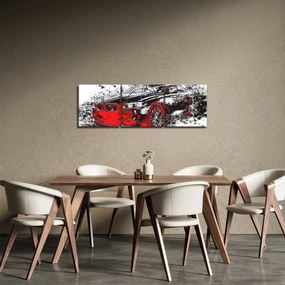 Obraz - Malowany samochód w akcji (z zegarem) (90x30 cm)