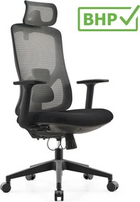 Fotel biurowy ergonomiczny Integro z zagłówkiem, zgodny z normą BHP