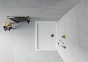 Mexen Flat brodzik prostokątny slim 110 x 80 cm, biały, syfon złoty - 40108011G