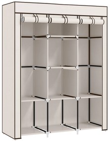 HOMCOM Szafa z tkaniny, rozwiązanie do przechowywania, 8 półek, 2 drążki na ubrania, kremowa