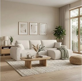 Stylowy narożnik rozkładany prawostronny  IVO XL 280x142 cm w tkaninie CENTAUR 1 białej