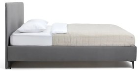 Szare tapicerowane łóżko dwuosobowe ze stelażem 160x200 cm Noira Slim – Bonami Selection