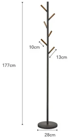 Czarny wieszak z detalami z drewna bukowego YAMAZAKI Plain Pole Hanger