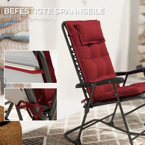 Outsunny Zestaw 2 odpornych na wodę poduszek na leżak ogrodowy 50x116x5 cm, Bordowy