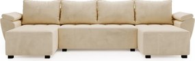 Rozkładana sofa narożna w kształcie U LIVARO 305x140 cm, kremowa