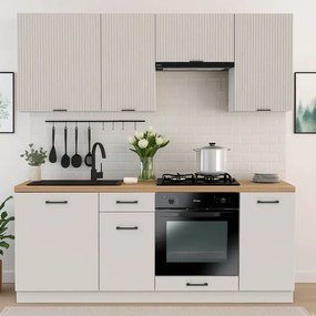 Zestaw Mebli Kuchennych MODERN 200 cm Kaszmir Ryflowany Nowoczesny