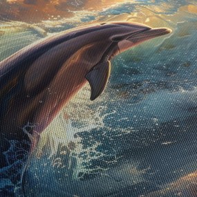 Obraz - Delfin, ilustracje (z zegarem) (90x30 cm)