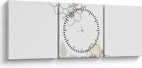 Obraz - Beżowe kwiaty z motylem N⁰2 (z zegarem) (90x30 cm)