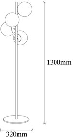 Lampa stojąca w czarno-złotym kolorze ze szklanym kloszem (wysokość 130 cm) Faze – Opviq lights