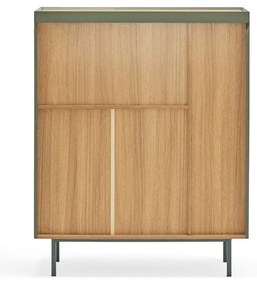 Zielona wysoka komoda w dekorze dębu 95x120 cm Arista – Teulat