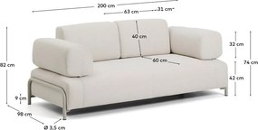 Beżowa sofa modułowa z tkaniny szenilowej 200 cm Compo – Kave Home