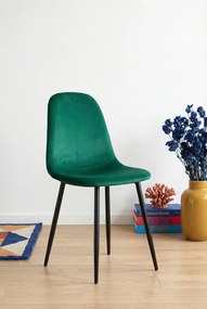 Ciemnozielone krzesło metalowe welurowe H3-Z39