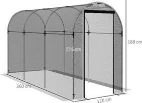 Outsunny Moskitiera Ogrodowa 12x36m z Drzwiami Namiot Ochronny HDPE Czarna Rama Stalowa | Aosom PL