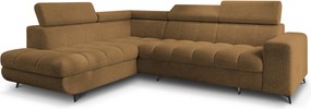Masseno Narożnik MORIVA z funkcją spania i pojemnikiem na pościel Narozniki L, Rozkładana sofa - Miodowy, QUELLE 17