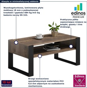 Rustykalna ława kawowa z półką dąb kolonialny + czarny G8-Z92