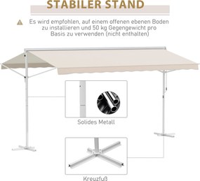 Outsunny markiza stojąca ogrodowa ze składanym ramieniem taras beżowy 4 x 3 m