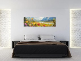 Obraz - Malowany krajobraz (170x50 cm)