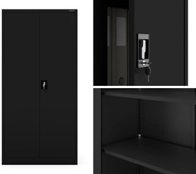 Szafa biurowa Jan dwudrzwiowa 90x40x185 cm czarna