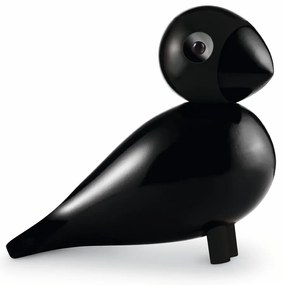 Czarna figurka z litego drewna bukowego Kay Bojesen Denmark Songbird Ravn