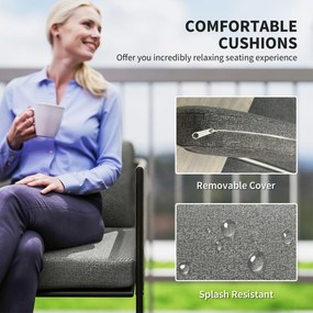 Komplet wypoczynkowy z Polyrattanu Outsunny: sofa + fotele + stolik z poduszkami, odporny na warunki atmosferyczne, 116 x 60 x 69 cm, Brązowy+Ciemnoszary