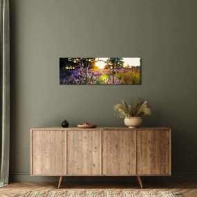 Obraz pola lawendy (z zegarem) (90x30 cm)