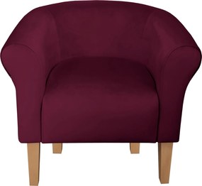Fotel Milo tkanina Welur wygodny fotel tapicerowany do salonu i sypialni : Kolor nogi - Drewno, Kolor tkaniny - VELVET - MG02, Wysokość nogi - 20 cm