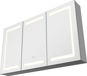 Szafka Łazienkowa Naścienna SucceBuy Szafka pod Umywalkę z Lustrem ze Szkła Hartowanego i 3-Kolorową Diodą LED o Regulowanej Intensywności, 100 x 60 cm