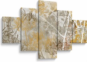 Obraz - Ściana w stylu vintage z kwiatami (125x70 cm)