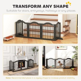 PawHut Bramka dla psa wolnostojące zabezpieczenie z nóżkami, składana bramka, 5 paneli, 261,5 x 29,5 x 61 cm, czarna