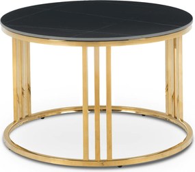 Stolik Kawowy Ceramiczny KORIN 70 cm Czarny Marmur/Złoty Glamour Nowoczesny