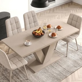 Zestaw Stół Prostokątny Rozkładany CLARK 120-160 cm Kaszmir i 4 Krzesła SAL Beżowe