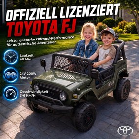 AIYAPLAY Dziecięcy samochód elektryczny TOYOTA FJ 24V zdalnie sterowany 200W silnik akumulator litowy 2-miejscowy dla 3-8 lat | Aosom PL