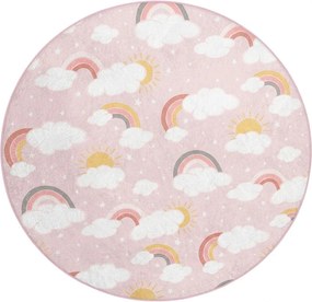 Różowy dywan dziecięcy odpowiedni do prania ø120 cm Rainbow World – Mila Home
