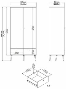 Antracytowa szafa 99x200 cm Bodo – Tvilum