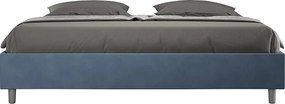 Łóżko bez stelaża tapicerowane 200x200 microfibra niebieski Azelia