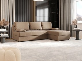 BEDANTE narożnik MOS L Itaka 48 prawa brązowy z funkcją spania sofa w kształcie litery L z pojemnikiem na pościel