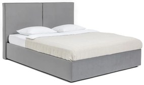 Szare tapicerowane łóżko dwuosobowe ze schowkiem z materacem i stelażem 160x200 cm Thessa Bold – Bonami Selection