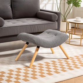 HOMCOM Nowoczesny podnóżek z materiałem Fleece i drewnianymi nogami, tapicerowany, do salonu, sypialni, korytarza, Ciemnoszary