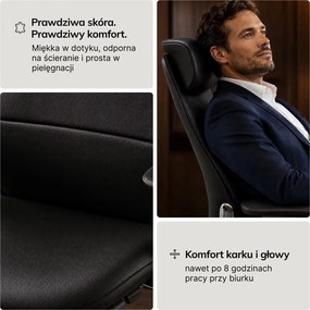 Fotel biurowy skórzany Command, kolor czarny