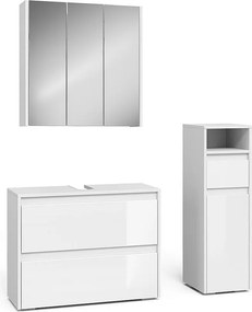 Zestaw mebli łazienkowych biały/biały wysoki połysk 30.2x30x96.3 majest