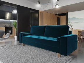 Niebieska sofa rozkładana z funkcją spania S2-K75