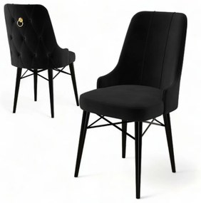 Zestaw krzeseł do jadalni Pare Black and Black, 6 szt., 6 szt.