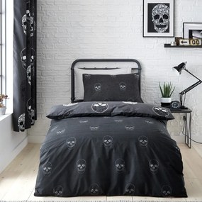 Ciemnoszara pościel dziecięca jednoosobowa 135x200 cm Skulls – Catherine Lansfield